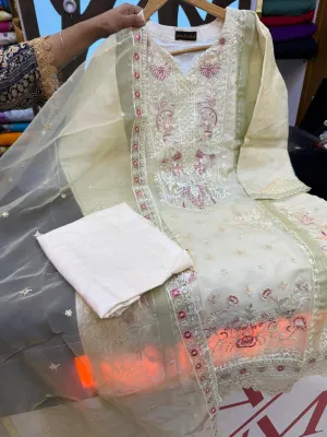 Premium Organza Party Dress – Embroidery & Sequence